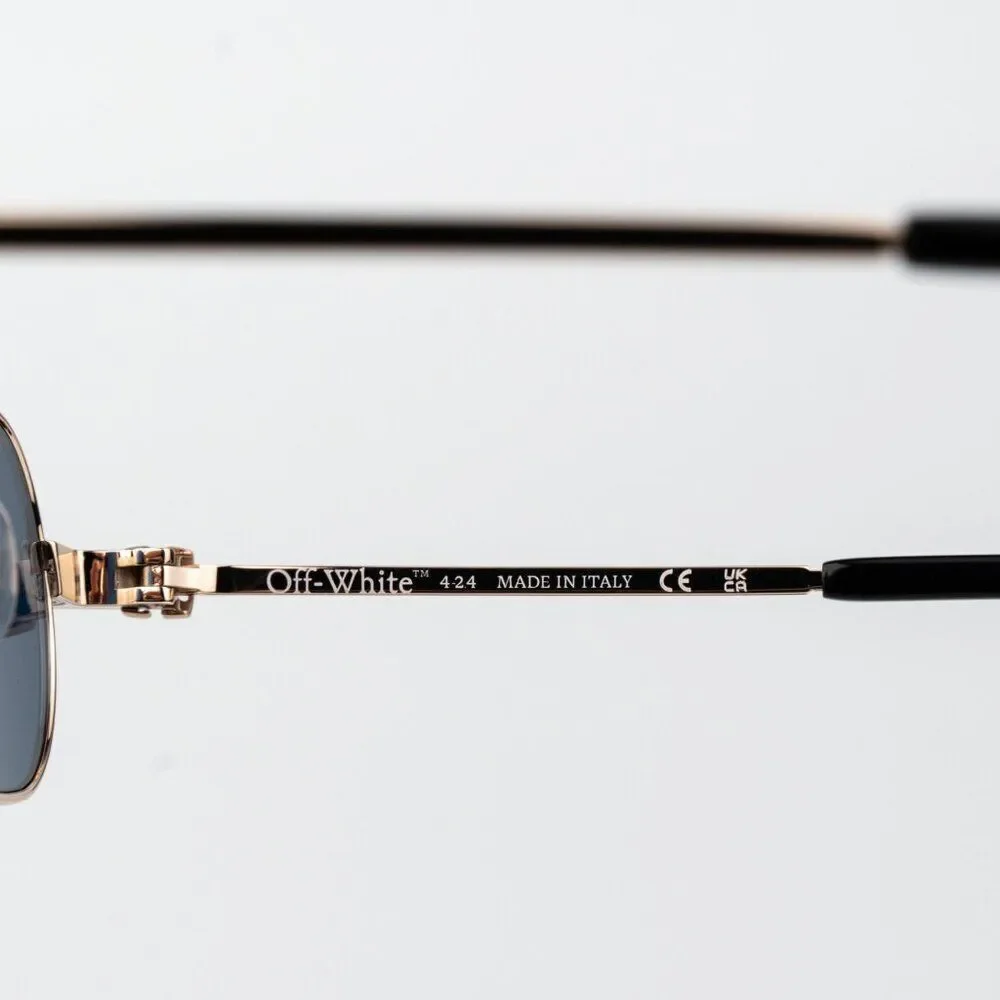 Off-White VAIDEN Men Sunglasses Gold Blue Oval OERI123 VAIDEN 7645 NEW AUTHENTIC